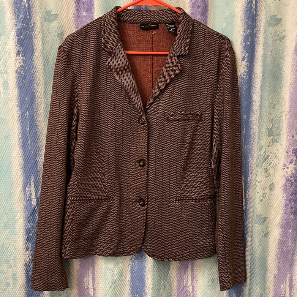 New York & Co brown / red chevron jacket blazer